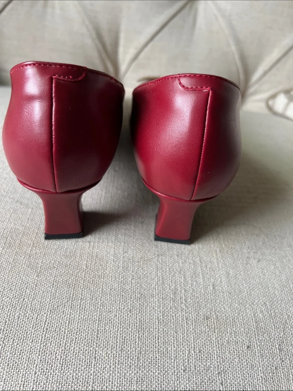 R Vivier inspired Red Leather Square-Toe Buckle Pumps - Picture 3 of 6